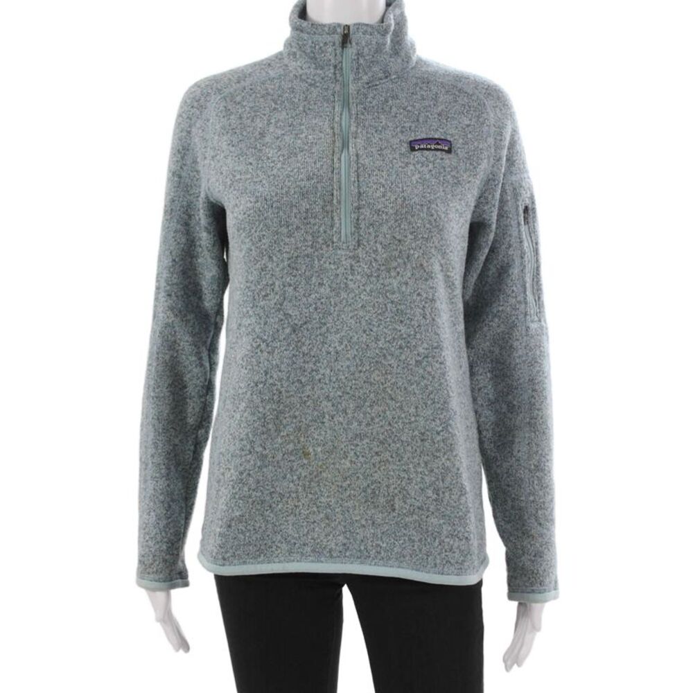 Patagonia Women Pullover Sweatshirt Zip Mock Neck Blue Long Sleeve Size M